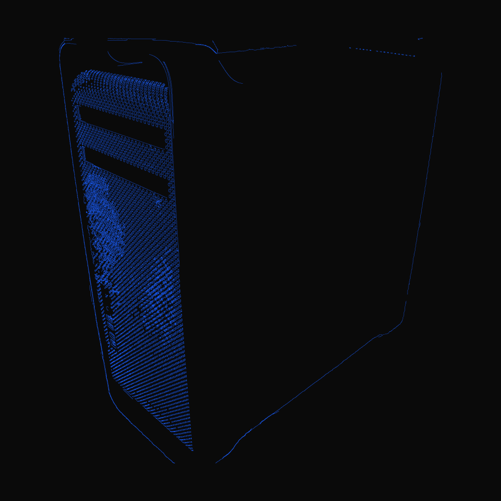 Stylized line drawing of the Apple Mac Pro (M2 Ultra, 2023)