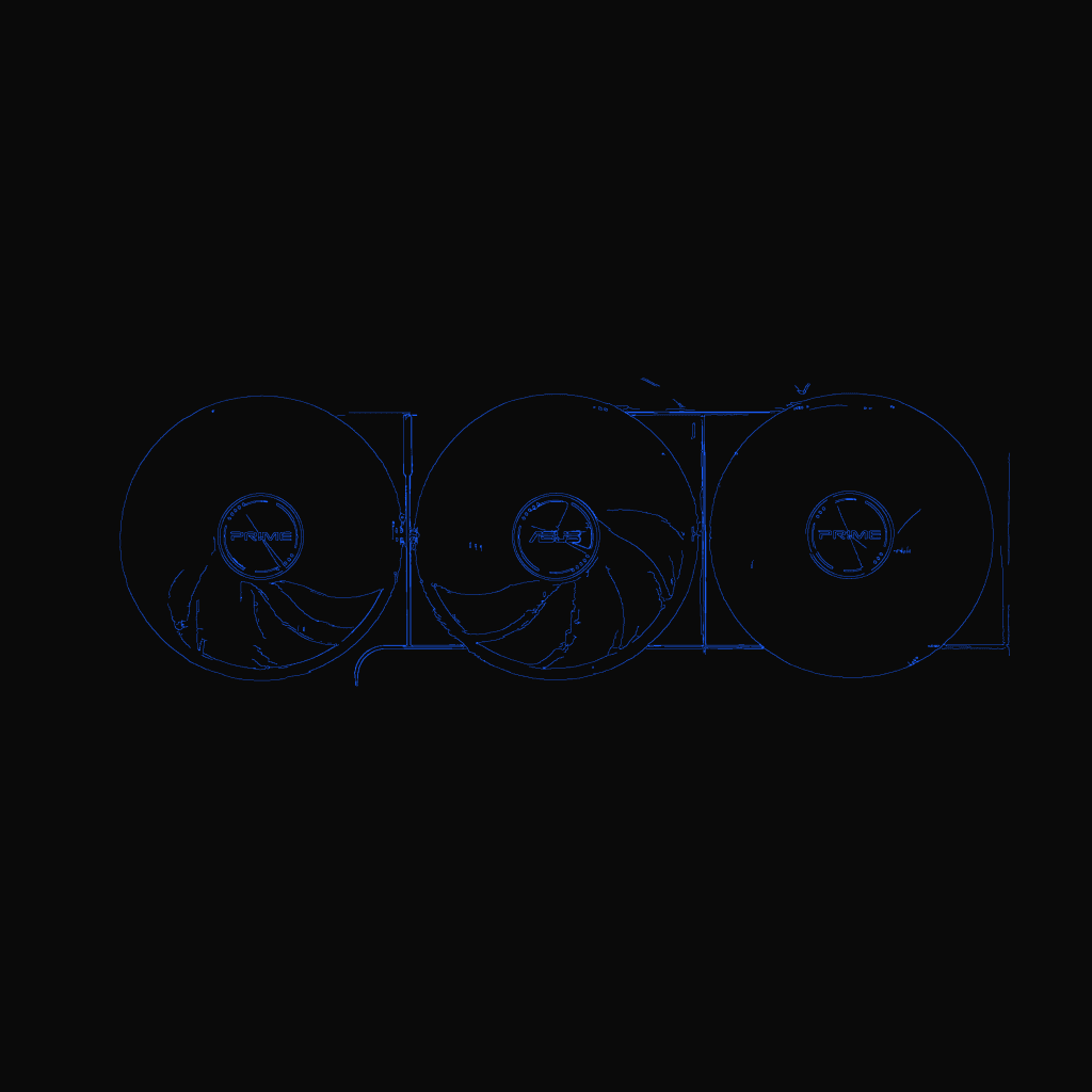 Stylized line drawing of the NVIDIA GeForce RTX 5070 Ti